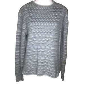 Woolrich Sweater Crew Neck Pullover Blue Gray Cotton Ramie Womens Size Medium